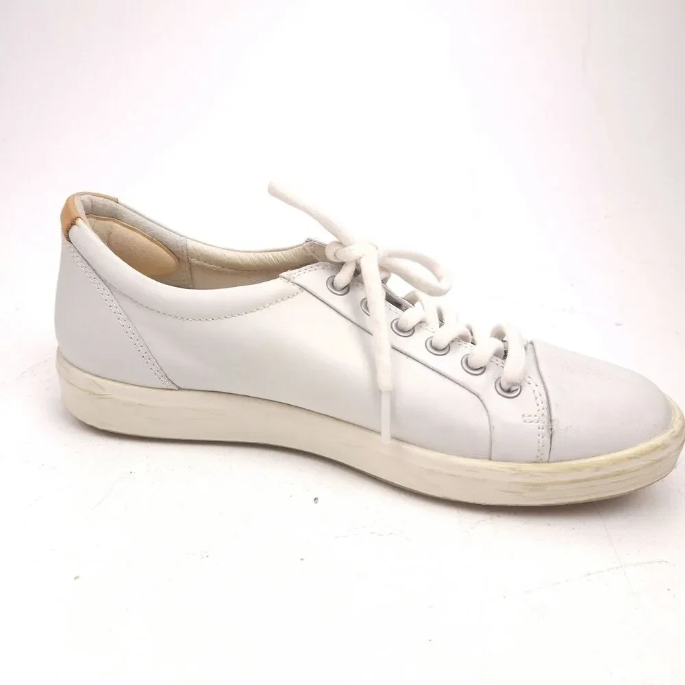 ECCO SOFT 7 Womens 8-8.5 Street Shoes Casual Sneakers Leather EU 39